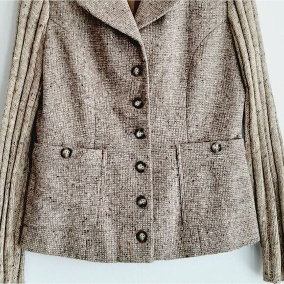 HER Energy Wool Blend Mixed Media Button Front Blazer Jacket Sz S - Picture 4 of 11